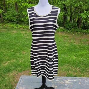 Max Studio Black & Ivory Braided Striped Shift size XL